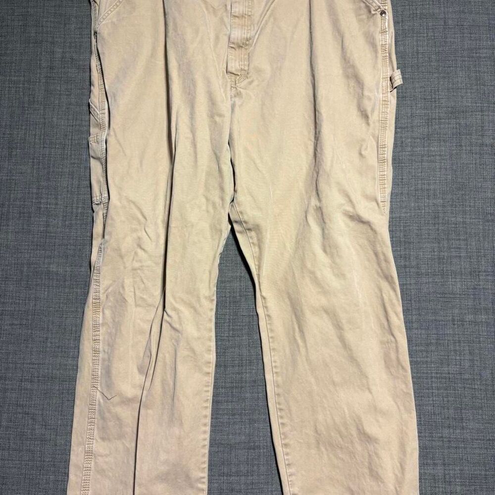 Wrangler Men's Carpenter Pants Size 44x32 Tan Cotton Workwear Utility